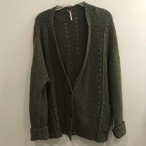 Free People Slouchy Cardigan (Olive Green)